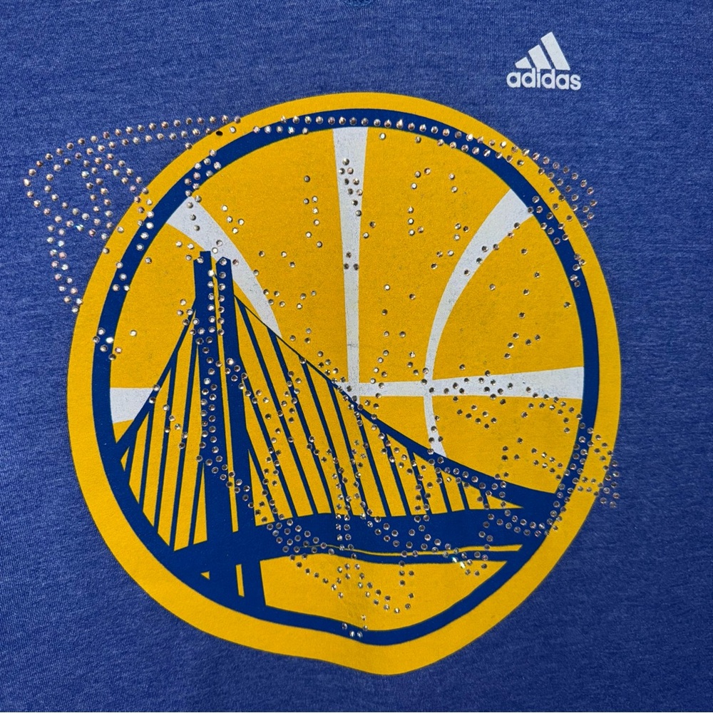 Golden State Warriors Adidas Hooded Shirt Top Womens XL Blue Jewel